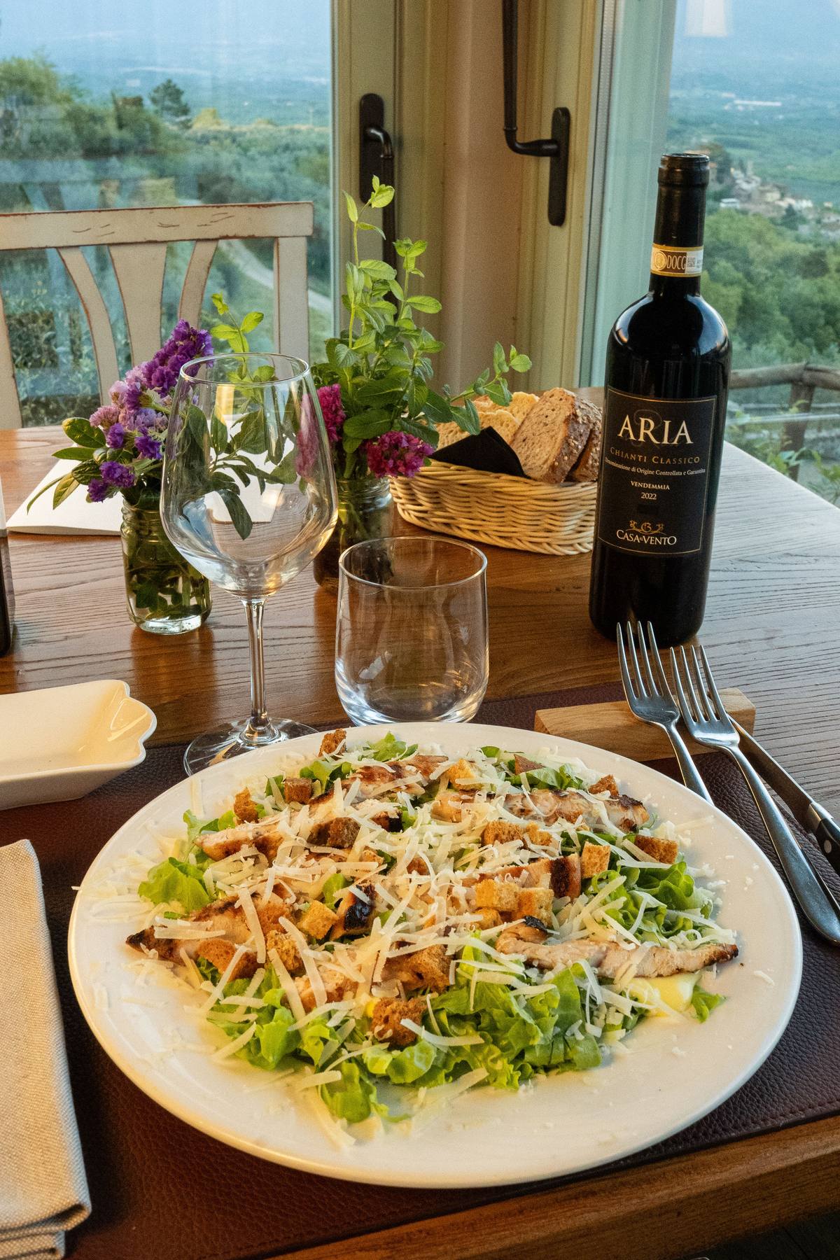Grilled chicken Caesar with shaved pecorino